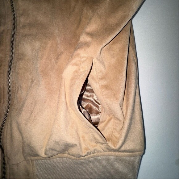 Bagatelle Bomber Jacket Womens Size L Tan Floral Embroidered Full Zip Boho - Picture 7 of 12